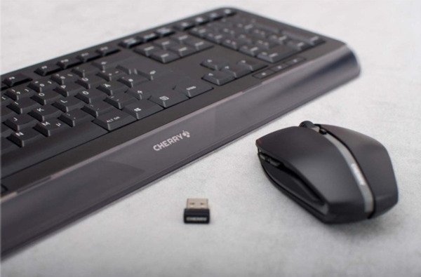 CHERRY Gentix Desktop Wireless Ergonomic Keyboard and Mouse, Black