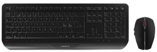 CHERRY Gentix Desktop Wireless Ergonomic Keyboard and Mouse, Black