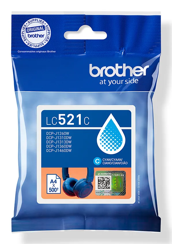 Brother LC521C Genuine Brother Ink Cartridge - Cyan - toner cartridge, Cyan