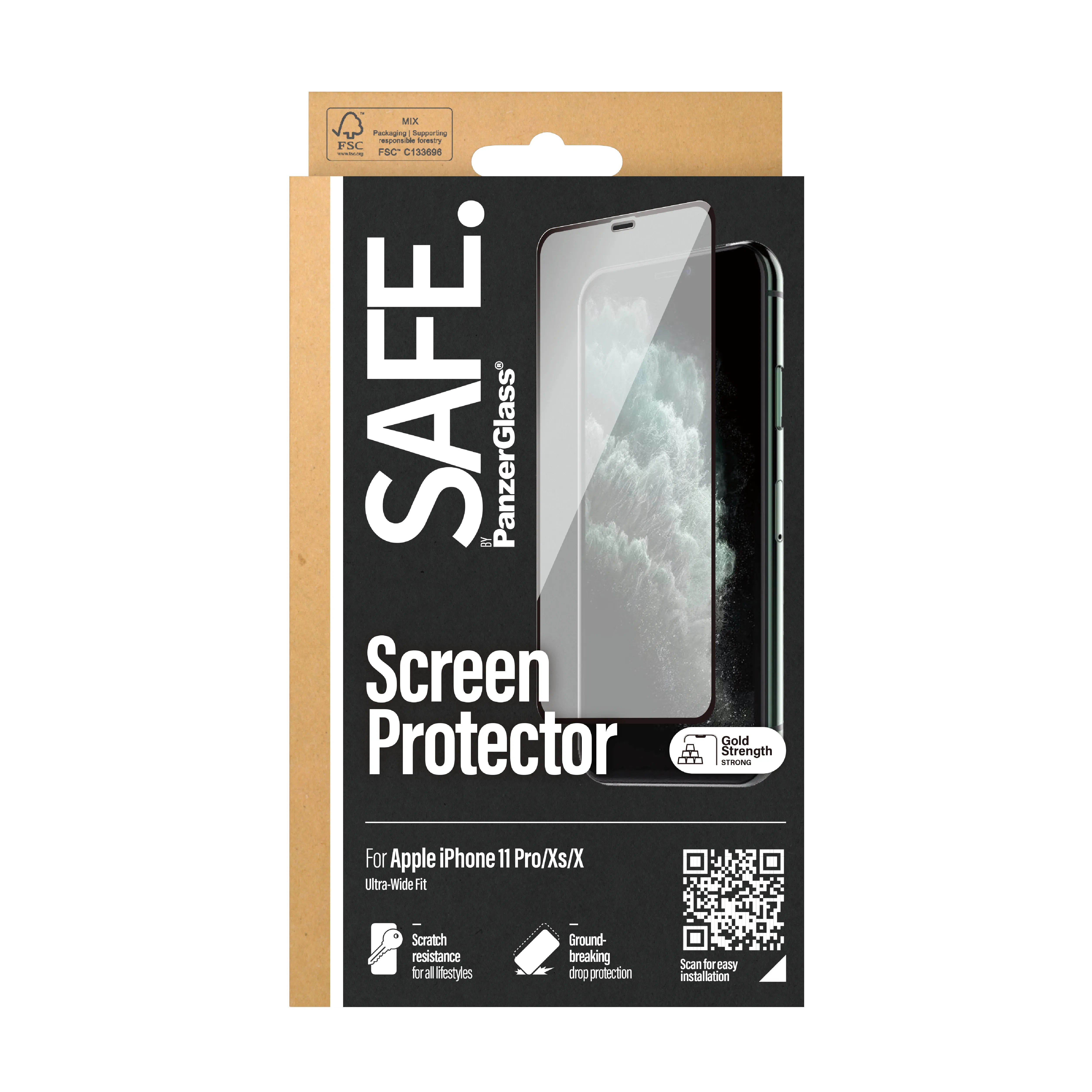 PanzerGlass SAFE Edge-to-Edge Fit, Case Friendly, iPhone 11 Pro - Screen Glass