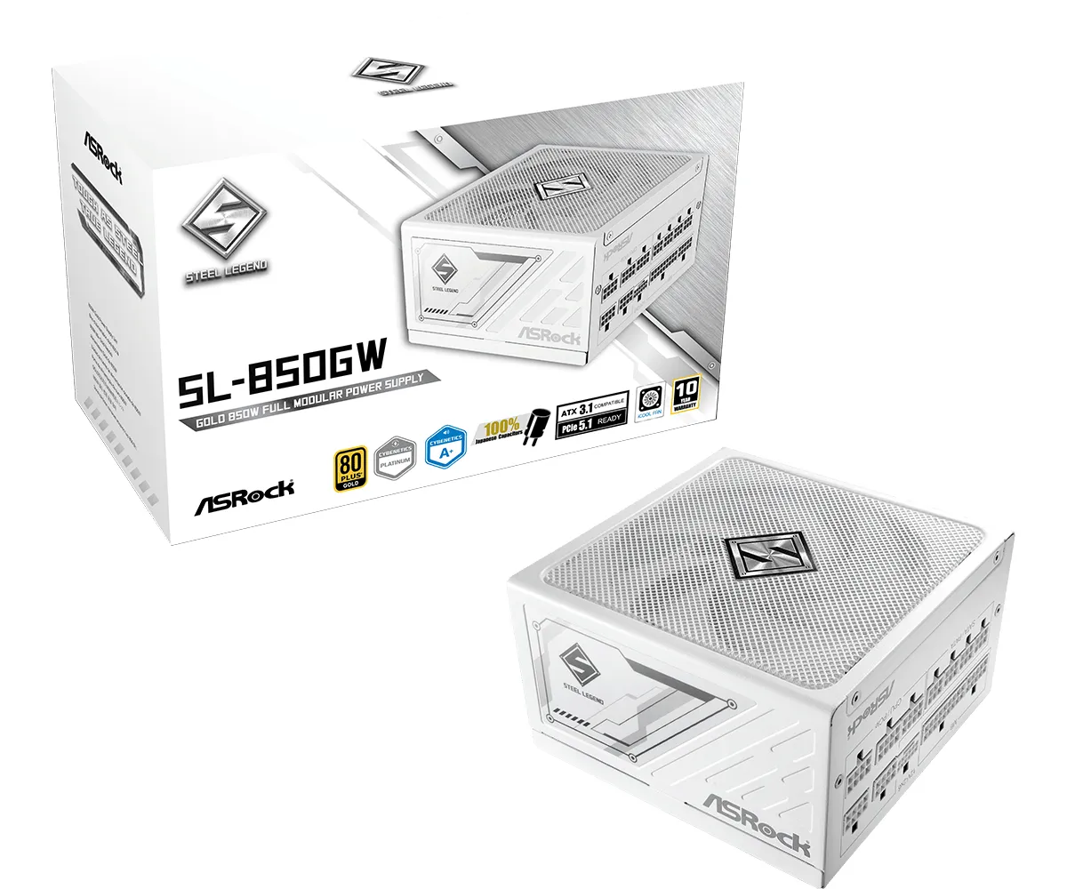 ASRock Steel Legend 850W - power supply, white, 80 Plus Gold