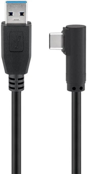 MicroConnect Angled USB-A – USB-C 3.1 Gen 1 - cable, 2 m, Black