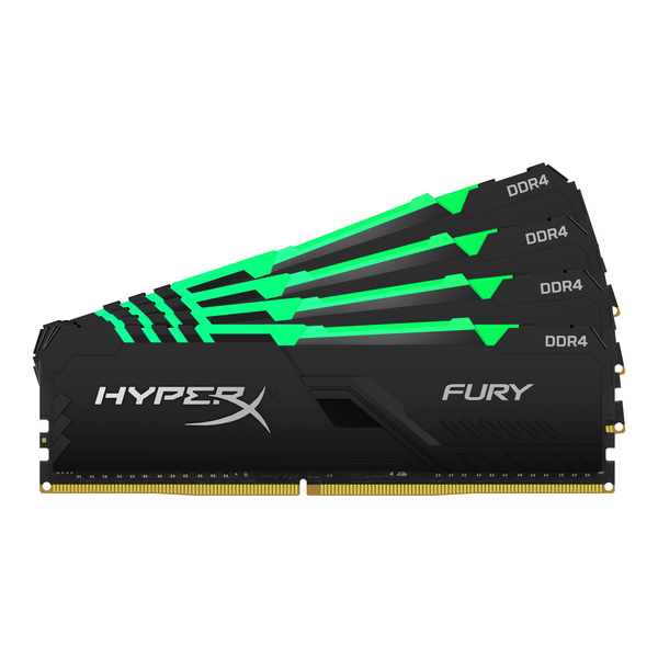 Kingston 128 GB (4 x 32 GB) HyperX Fury RGB, DDR4 3600 MHz -muisti, musta