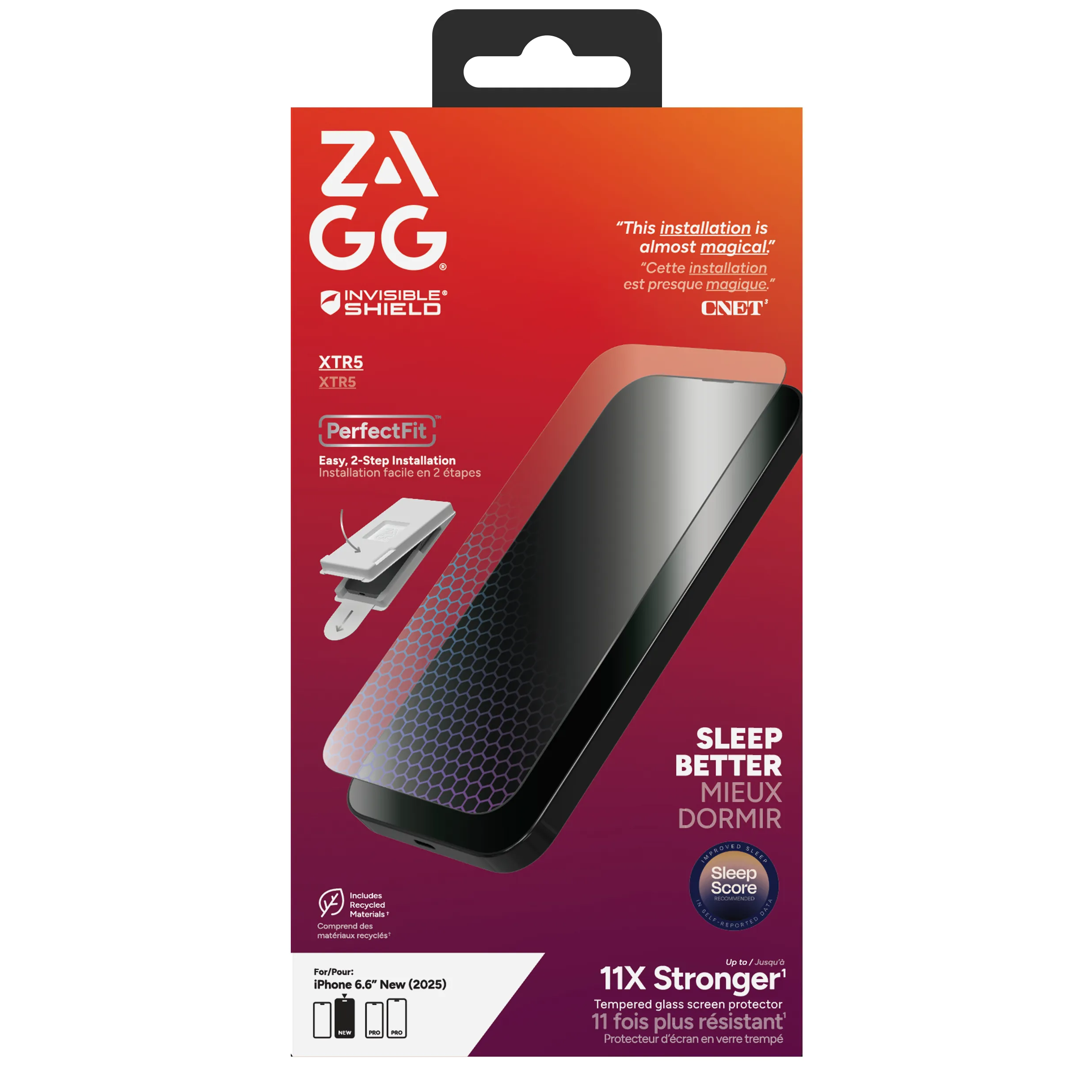 ZAGG InvisibleShield Glass XTR5 skärmskydd för iPhone Air, med applikator