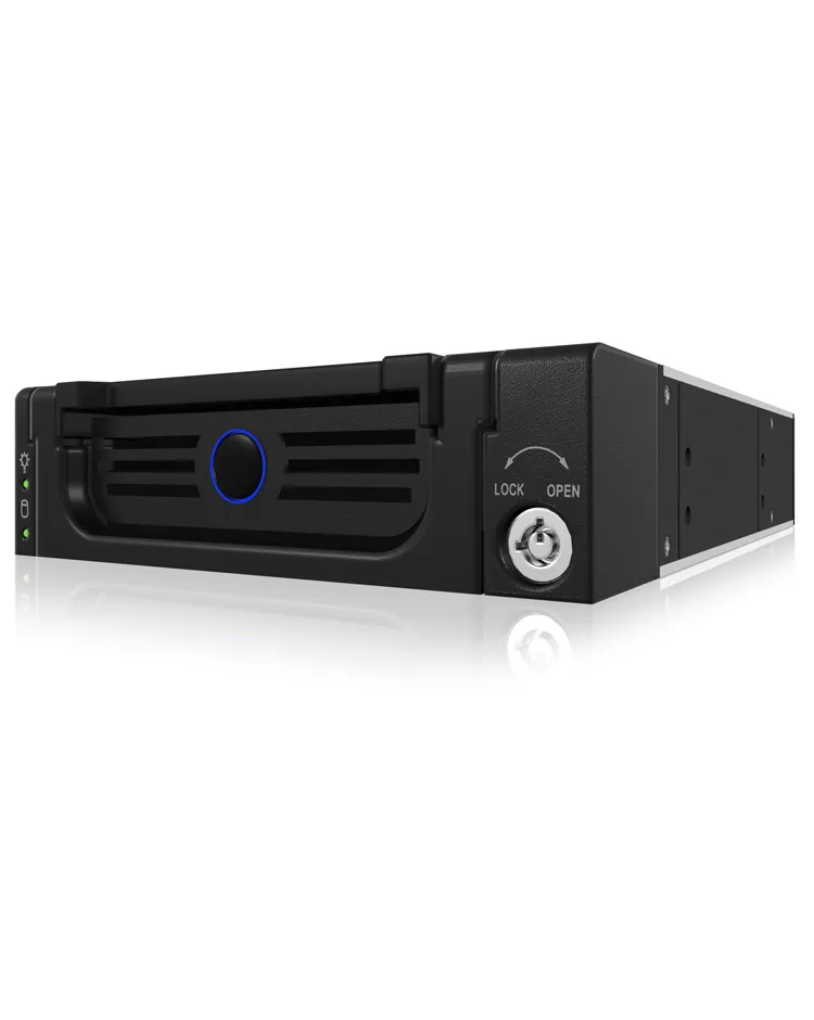 ICY BOX kovalevykasetti 1x3,5" SATA-levylle,lukko, musta