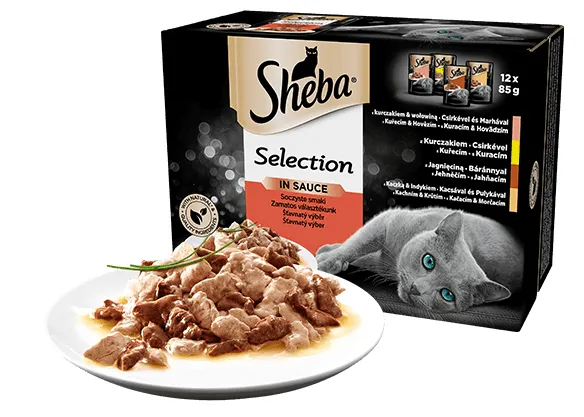 Sheba Selection in Sauce Juicy Flavours, Wet food for cats, Adult, 12 x 85g