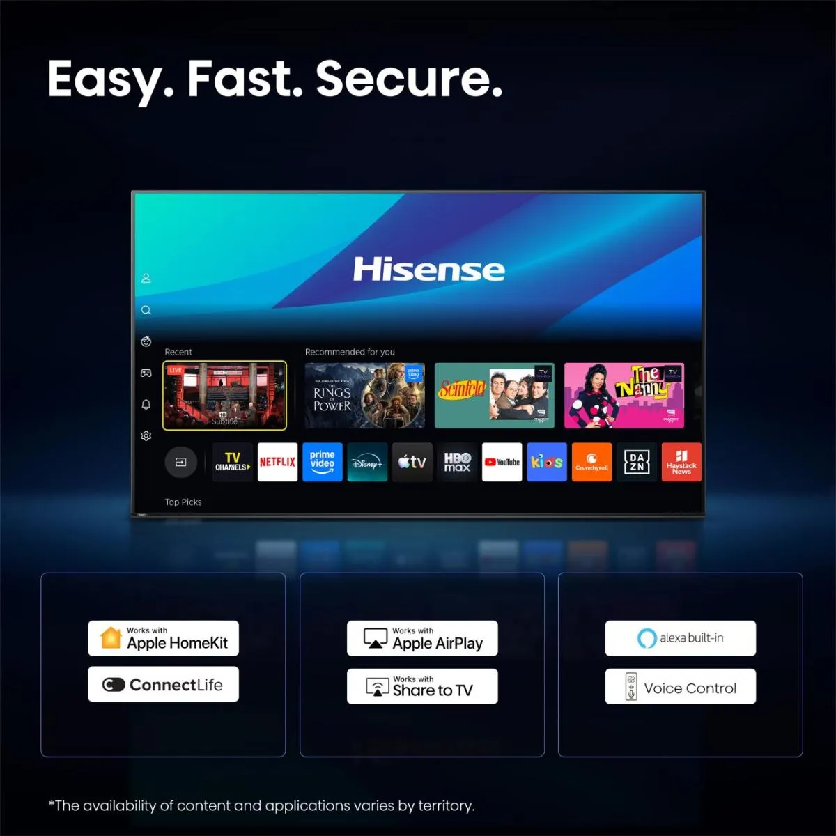 Hisense A6S 50" 4K DLED VIDAA TV, 60 Hz, HDR10, HDR10+, HLG, Dolby Vision