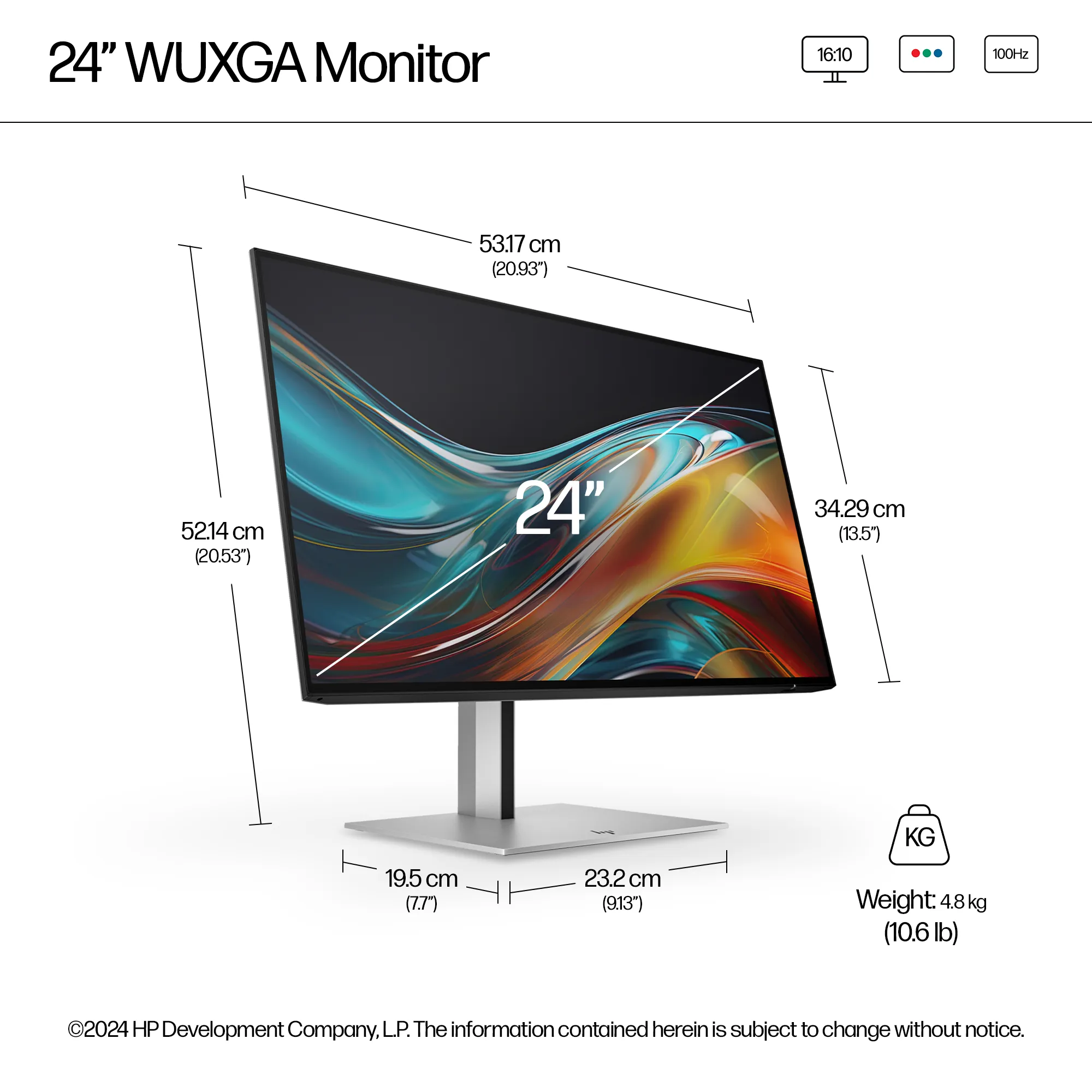 HP Series 7 Pro 724pn 24" WUXGA, IPS Monitor with USB-C hub