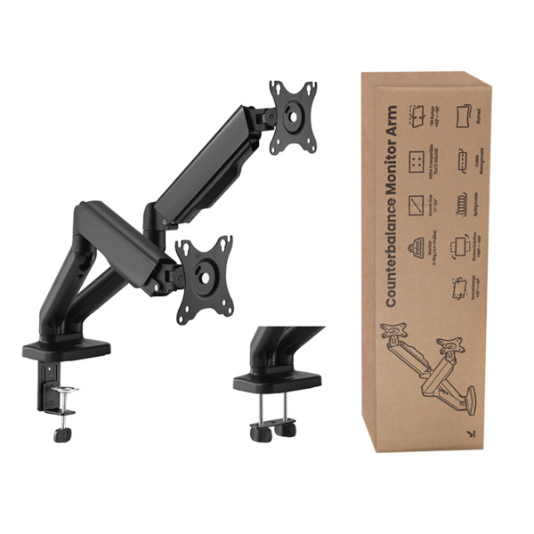 LogiLink BP0177 -monitorivarsi kahdelle n&auml;yt&ouml;lle 17-32", kaasujousella, 9 kg, musta