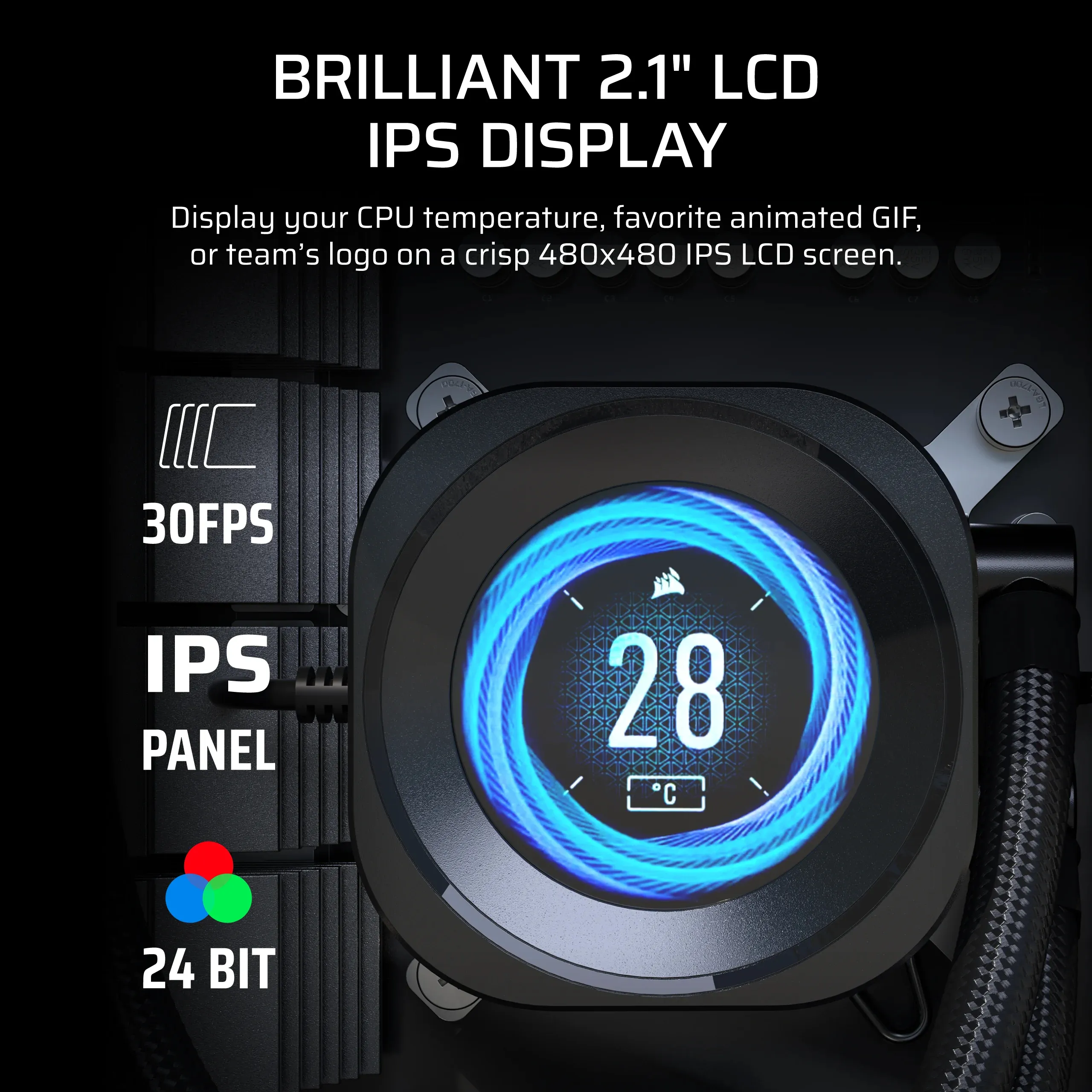 Corsair Nautilus LCD -moduuli, musta