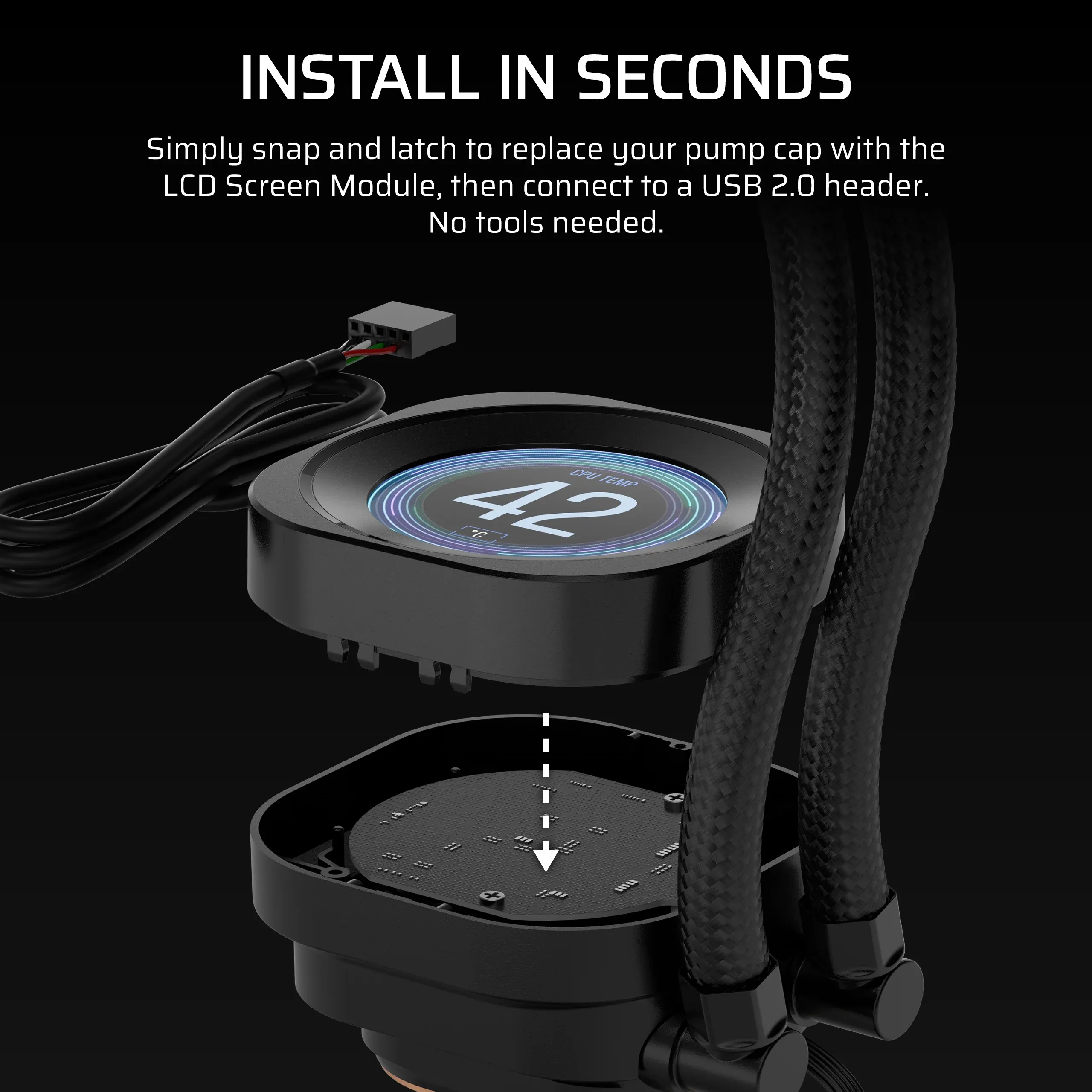 Corsair Nautilus LCD -moduuli, musta