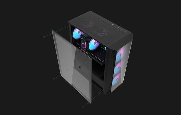 DARKFLASH DK352 Plus Midi-Tower Case with window and RGB lighting, Black