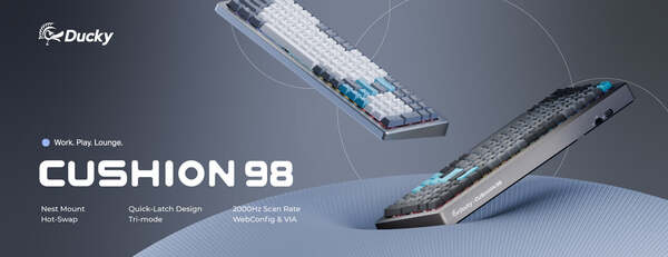 DUCKY Cushion 98 Mekaniskt tangentbord - Nickel - Nordic ISO - Shush Tactile - 98% - Tri-Mode