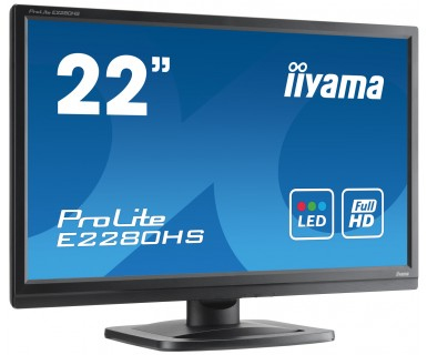 Iiyama 21.5" ProLite E2280HS-B1, Full HD, TN+Film - sk&auml;rm