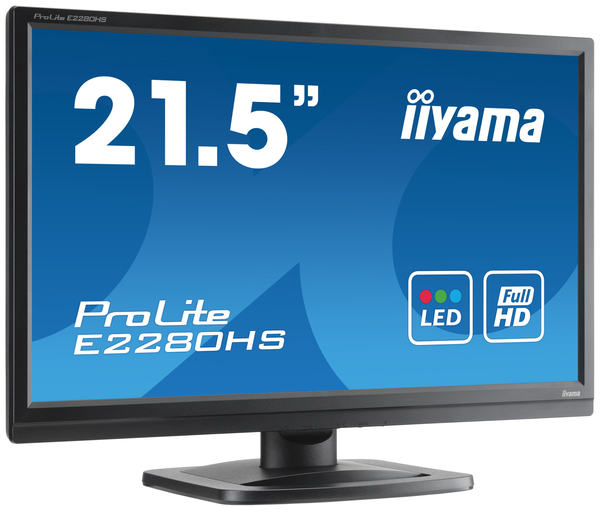 Iiyama 21.5" ProLite E2280HS-B1, Full HD, TN+Film - sk&auml;rm