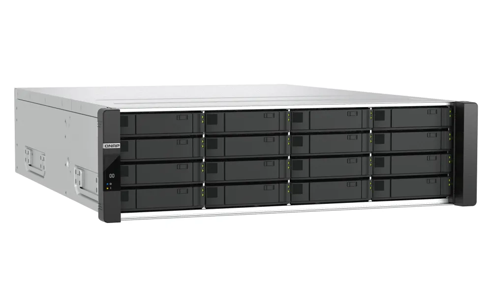 QNAP ES1686DC-R2-2142IT-128G - N&auml;tverkslagring, Svart, Gr&aring;