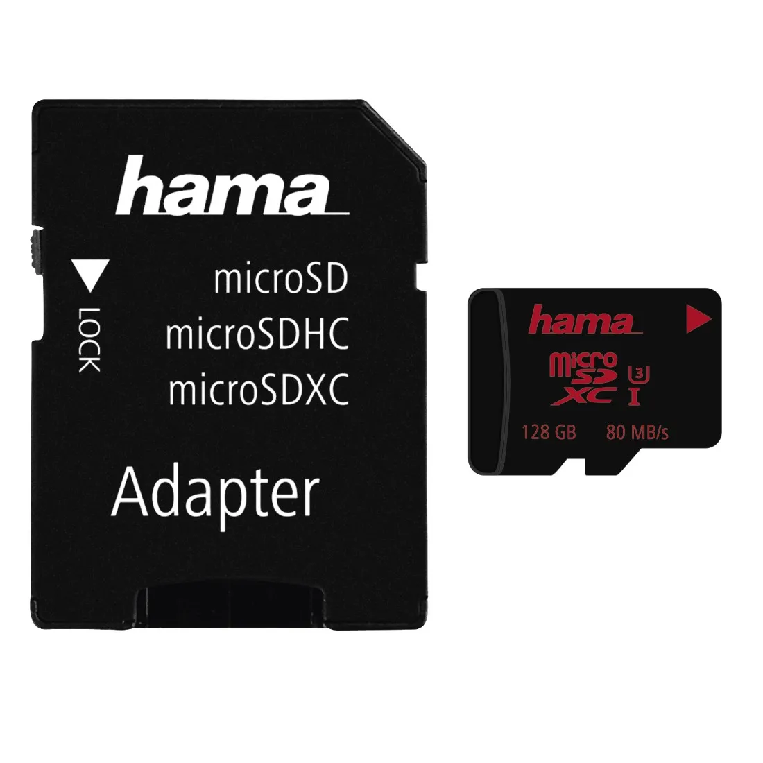 Hama 128 Gt MicroSDXC UHS-I U3 V30 -muistikortti + SD-adapteri