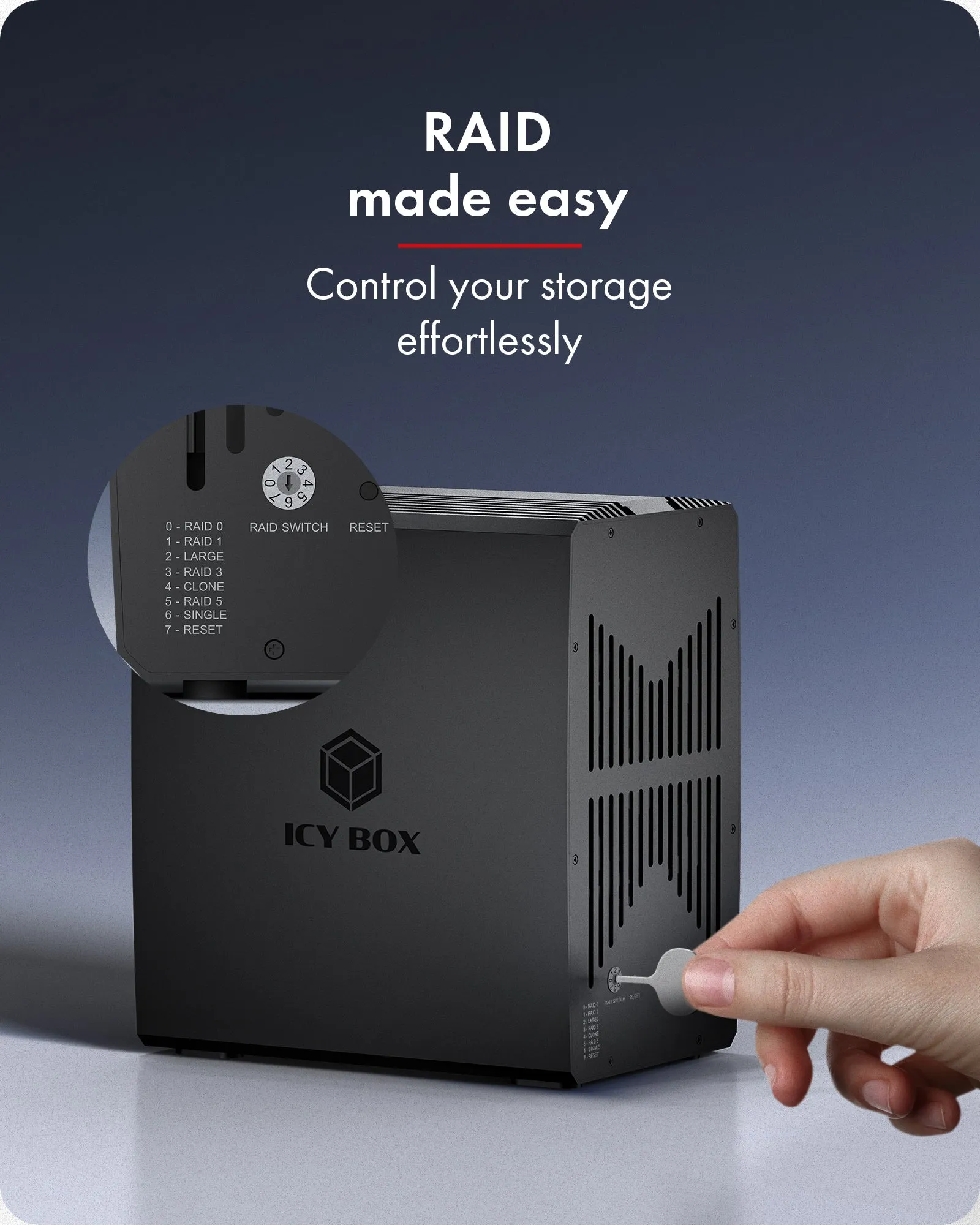 ICY BOX IB-RD3705-CU3 RAID-kotelo, 2,5" / 3,5", 5-paikkainen, USB 3.2 Gen 1, hot swap, RAID 0/1/3/5, musta