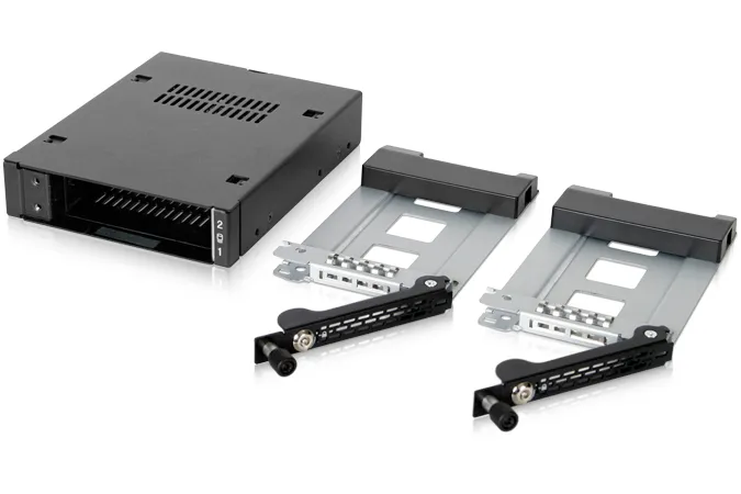 ICY DOCK ToughArmor MB492SKL-B 2,5" hot swap -asemar&auml;kki, 3,5" asemapaikkaan, 2-paikkainen, SATA/SAS, avainlukitus, musta