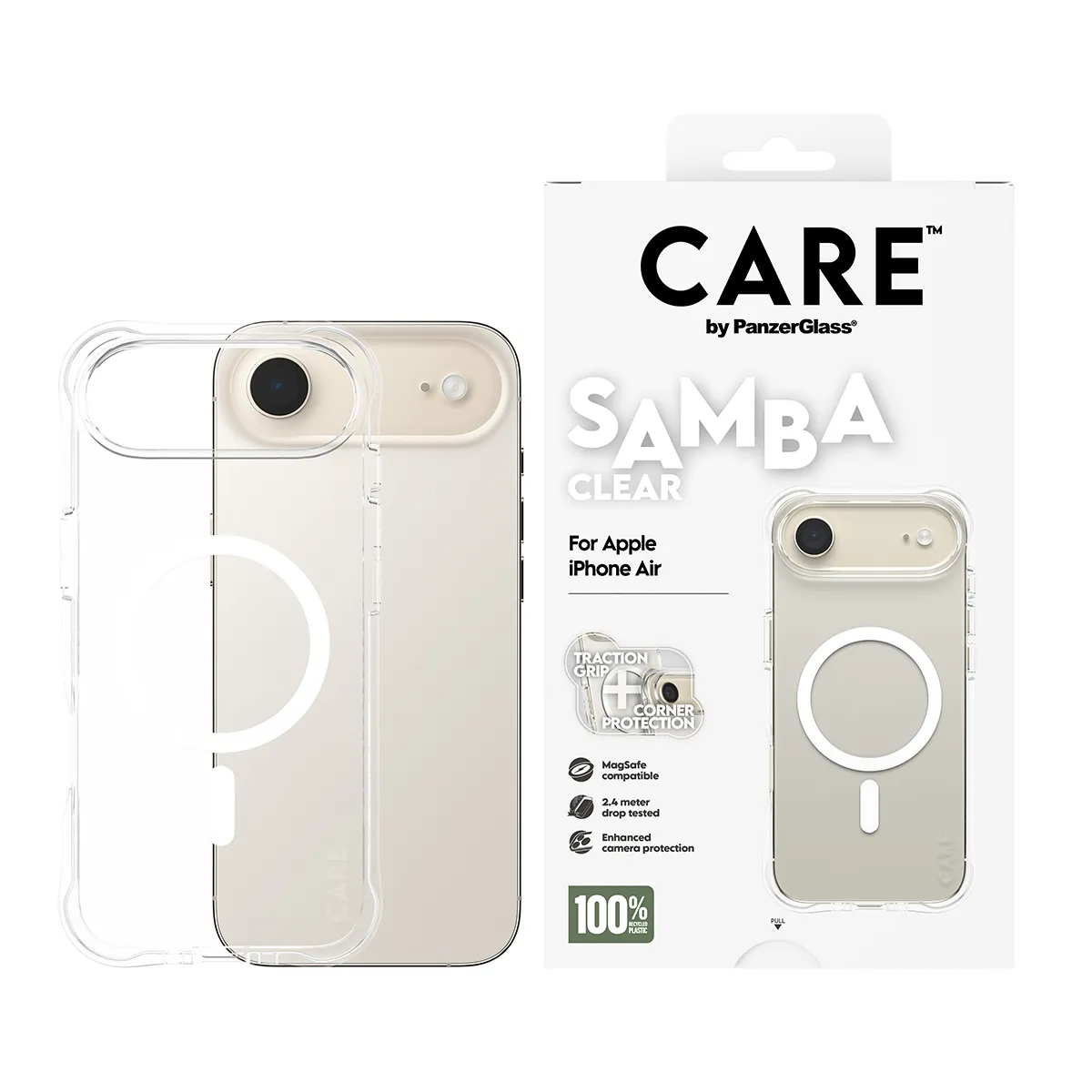 CARE by PanzerGlass Samba MagSafe fodral f&ouml;r iPhone Air, transparent / vit
