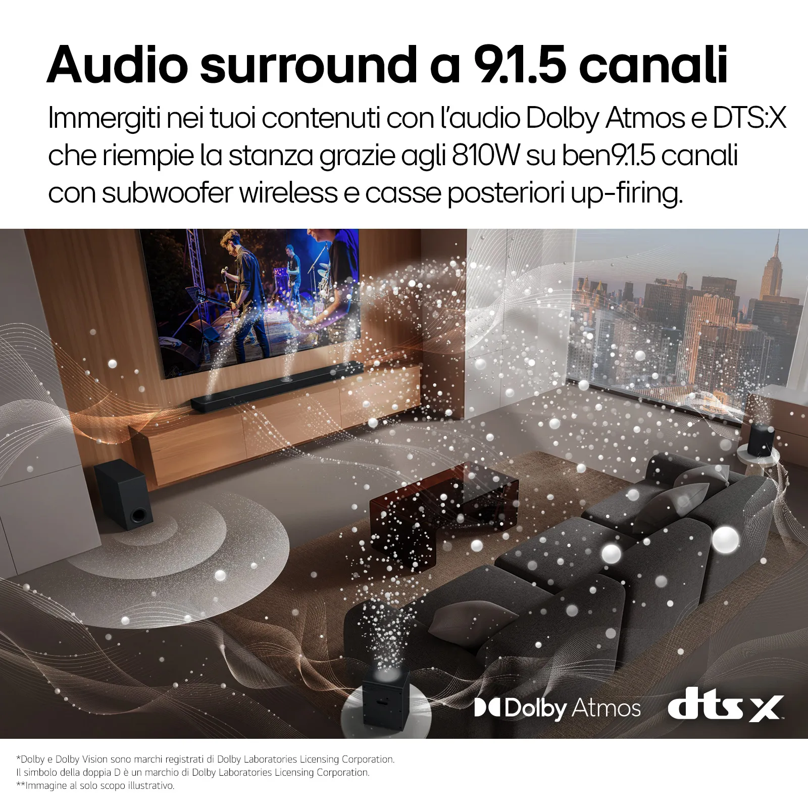 LG S95TR, 9.1.5 Dolby Atmos soundbar -&auml;&auml;nij&auml;rjestelm&auml;, langattomalla subwooferilla, musta