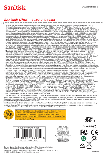 SanDisk 64GB Ultra UHS-I Class 10 - SDXC