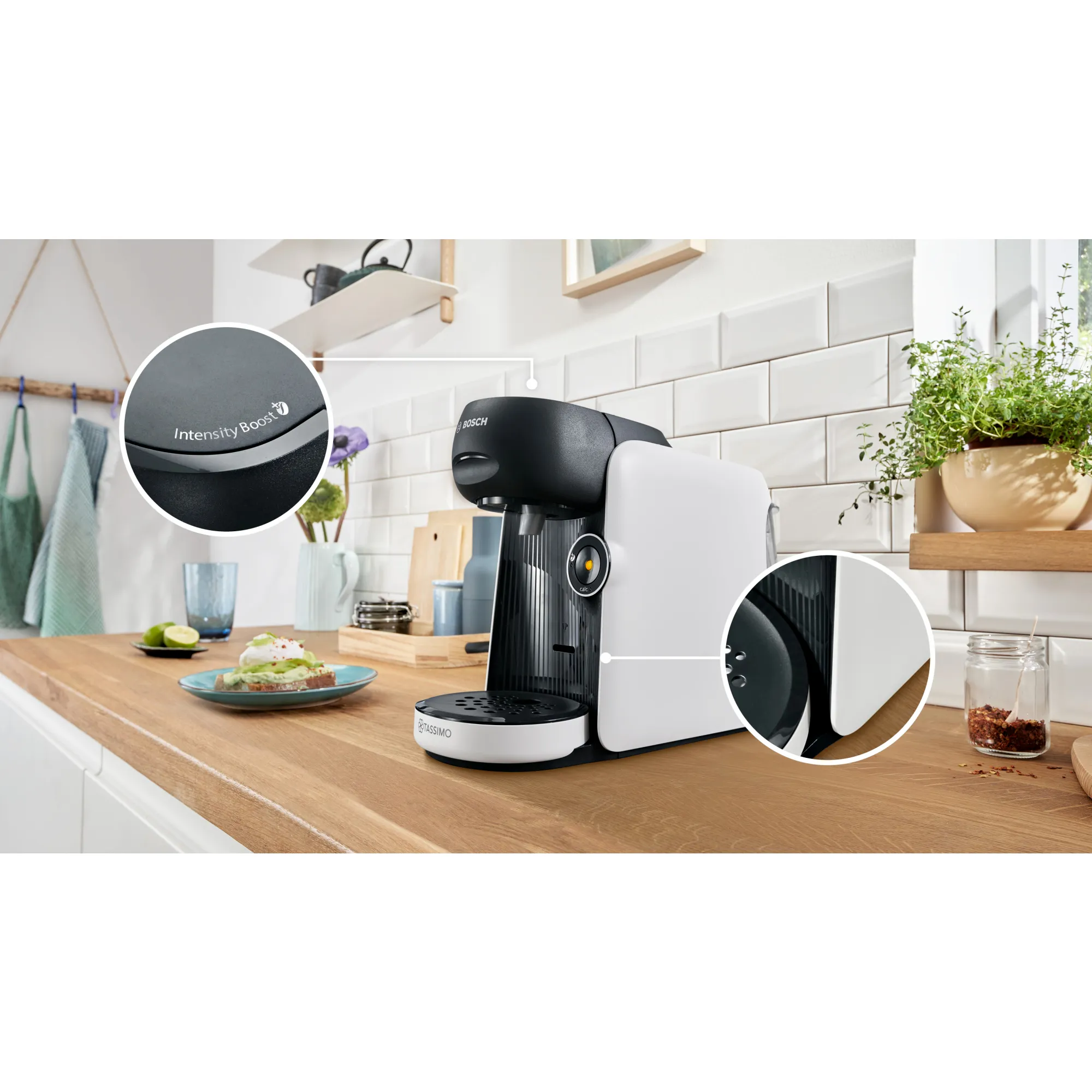 Bosch TASSIMO FINESSE TAS164E -kapselikeitin, 0,7 l, musta ja valkoinen