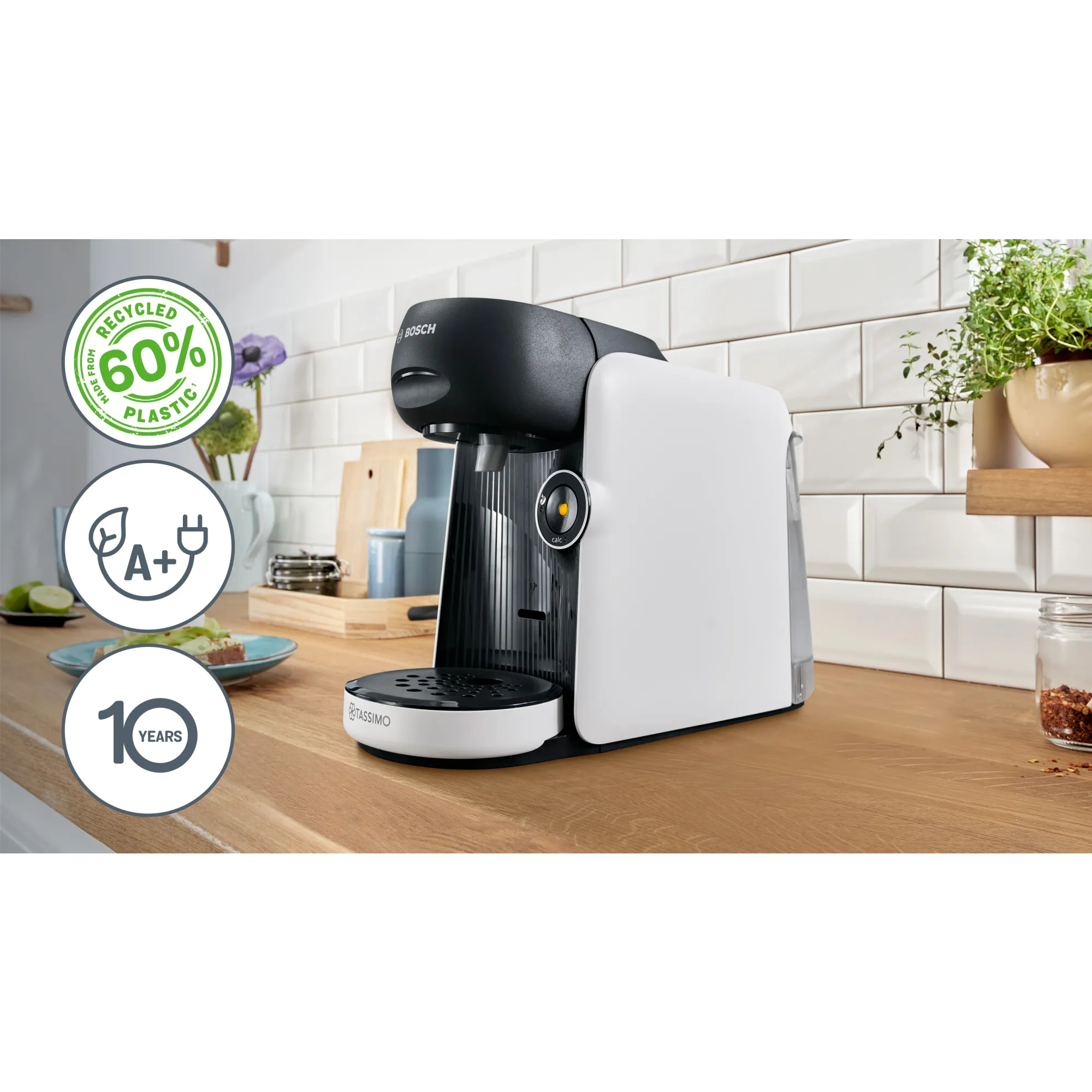 Bosch TASSIMO FINESSE TAS164E -kapselikeitin, 0,7 l, musta ja valkoinen