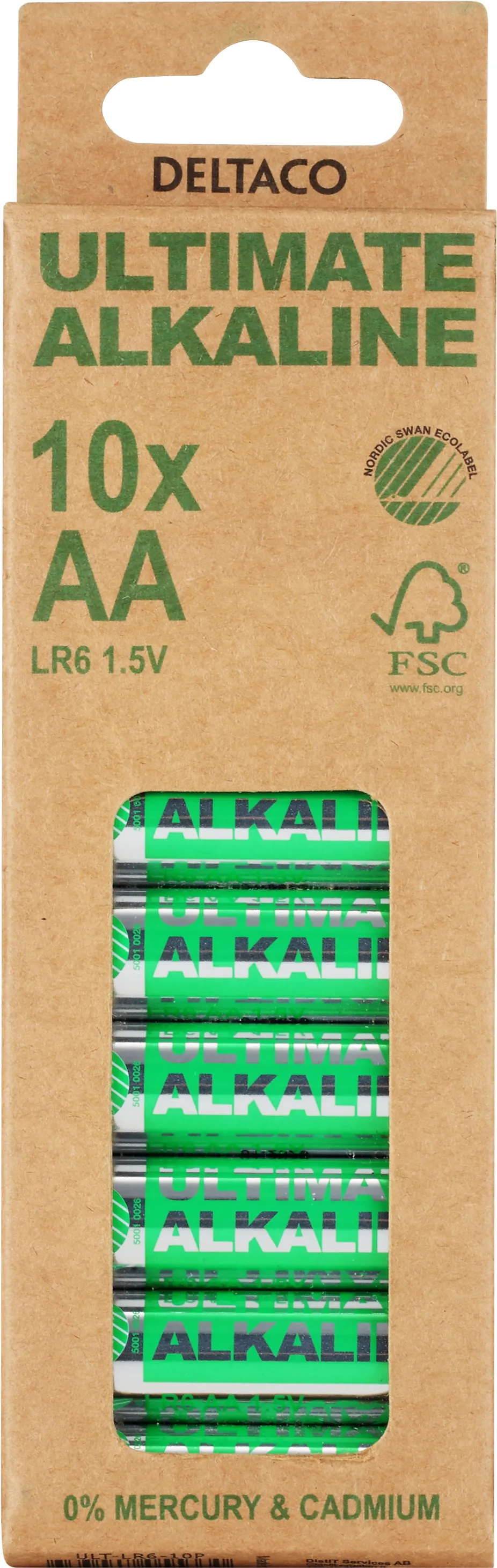 DELTACO Ultimate Alkaline -paristot, LR6/AA size, 10-pack