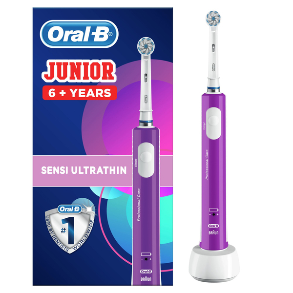 Oral-B Junior -s&auml;hk&ouml;hammasharja, Purppura, Valkoinen