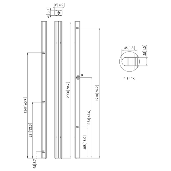 Vogel's Pro PUC 2720 Pole-XL 200cm for Trolley &amp; Floor plate Silver