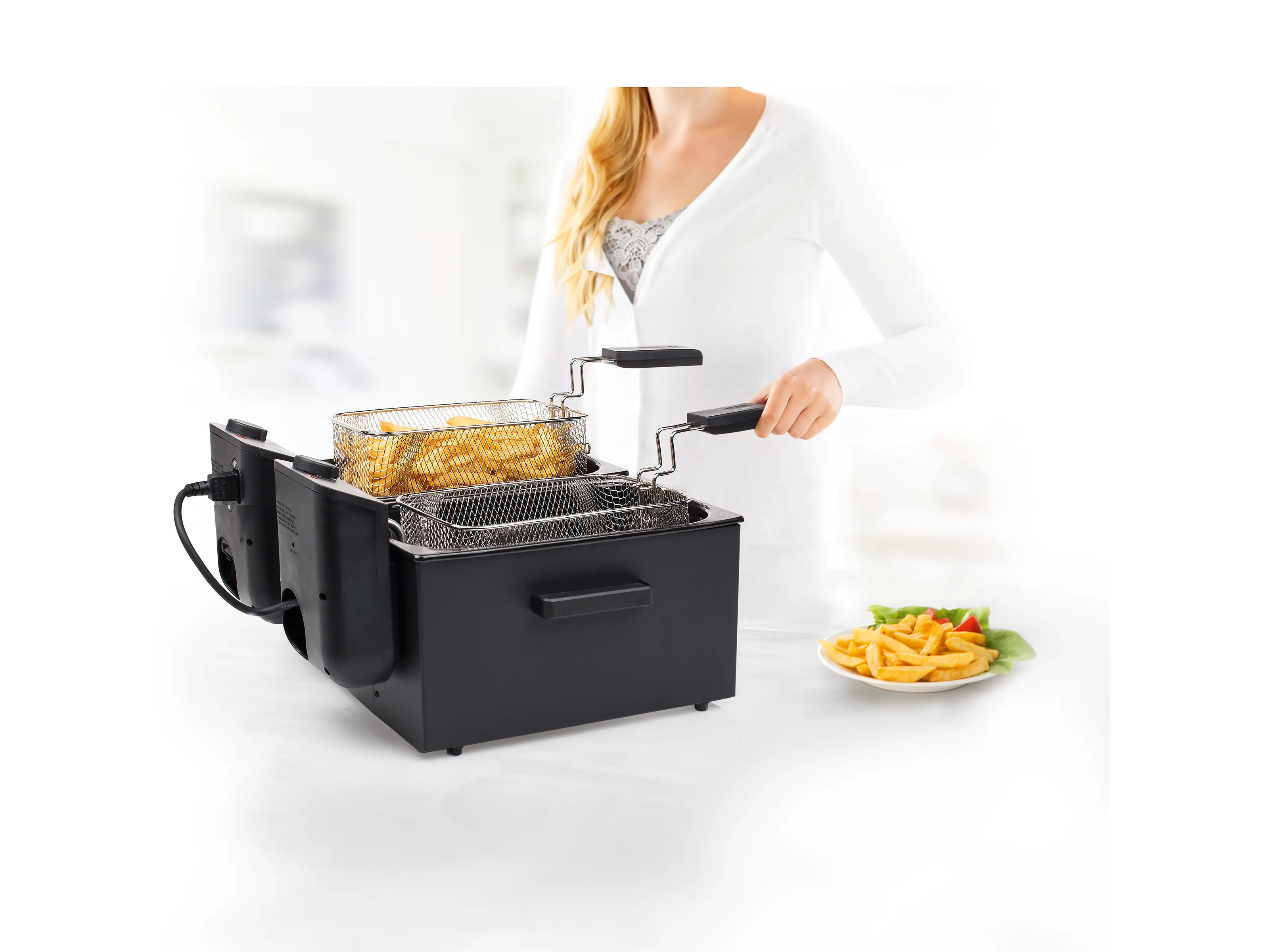 Princess 01.183028.01.001 Double Deep Fat Fryer (Black), 6 L, 3600 W