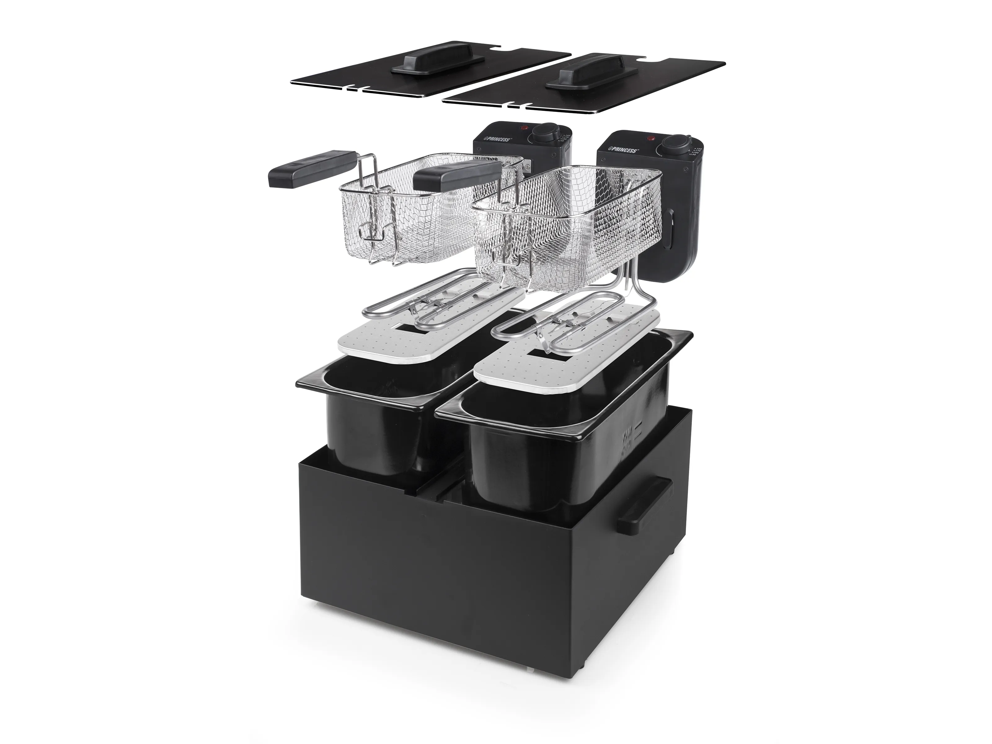 Princess 01.183028.01.001 Double Deep Fat Fryer (Black), 6 L, 3600 W