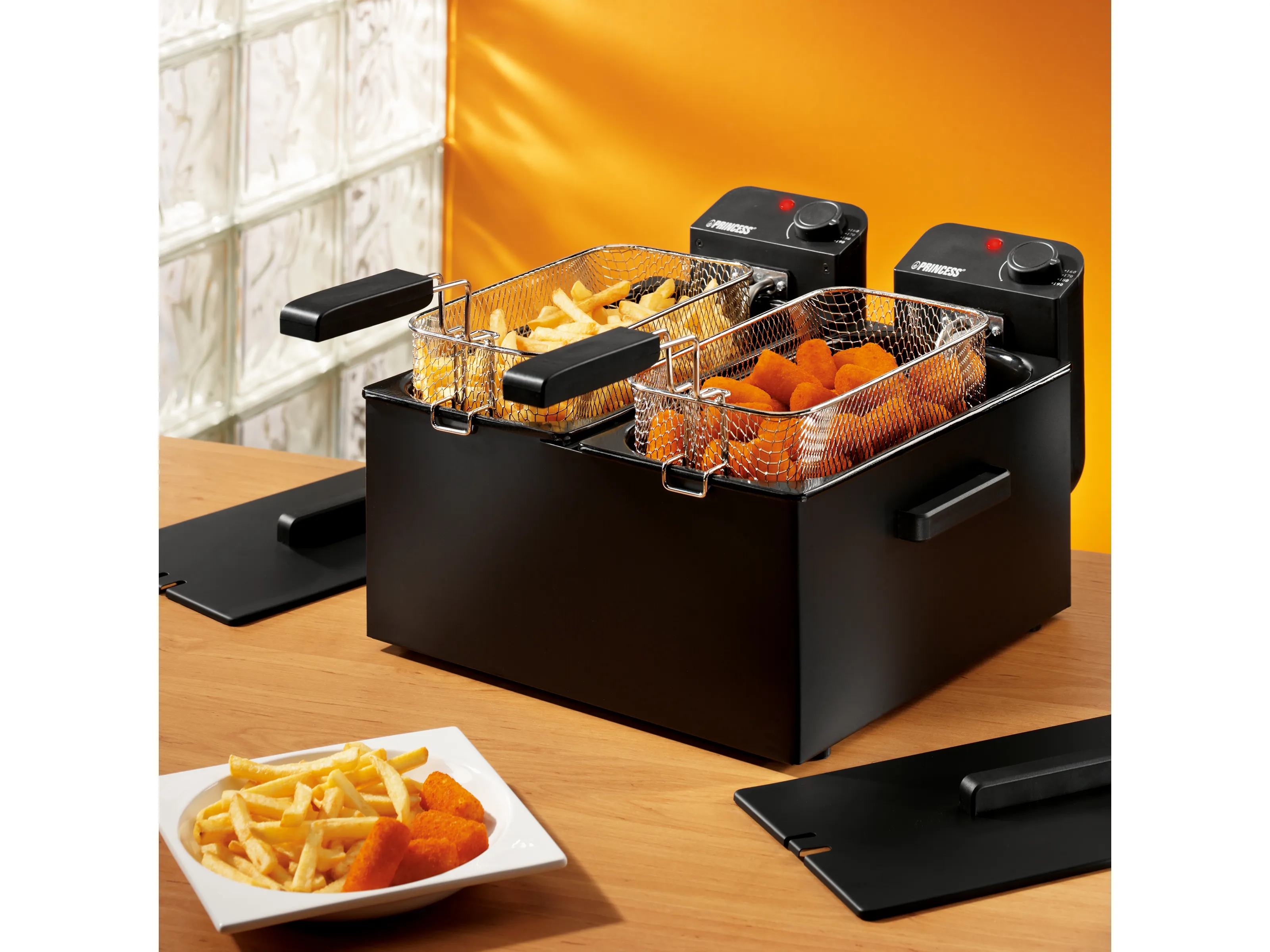 Princess 01.183028.01.001 Double Deep Fat Fryer (Black), 6 L, 3600 W
