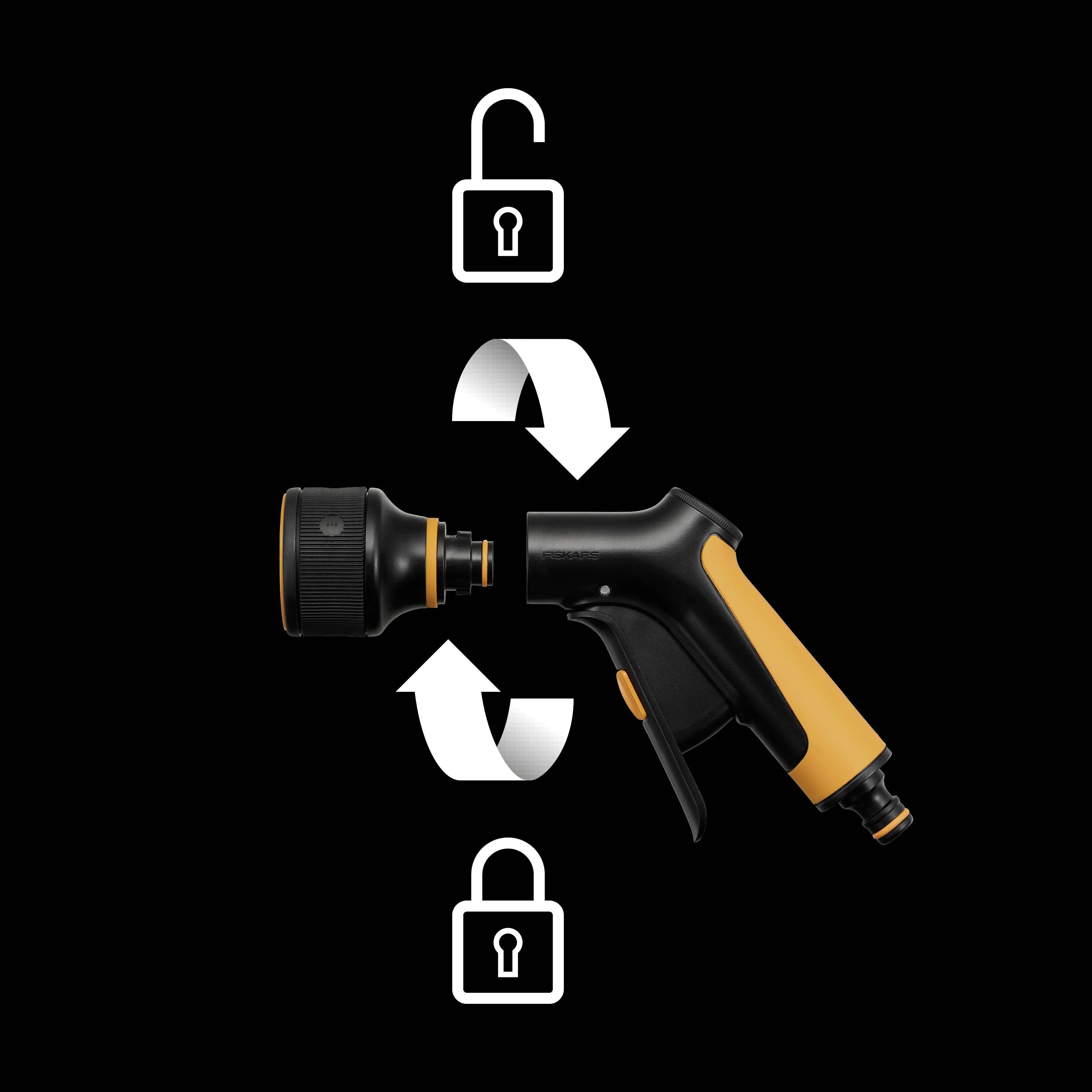 Fiskars - irrigation gun with front switch