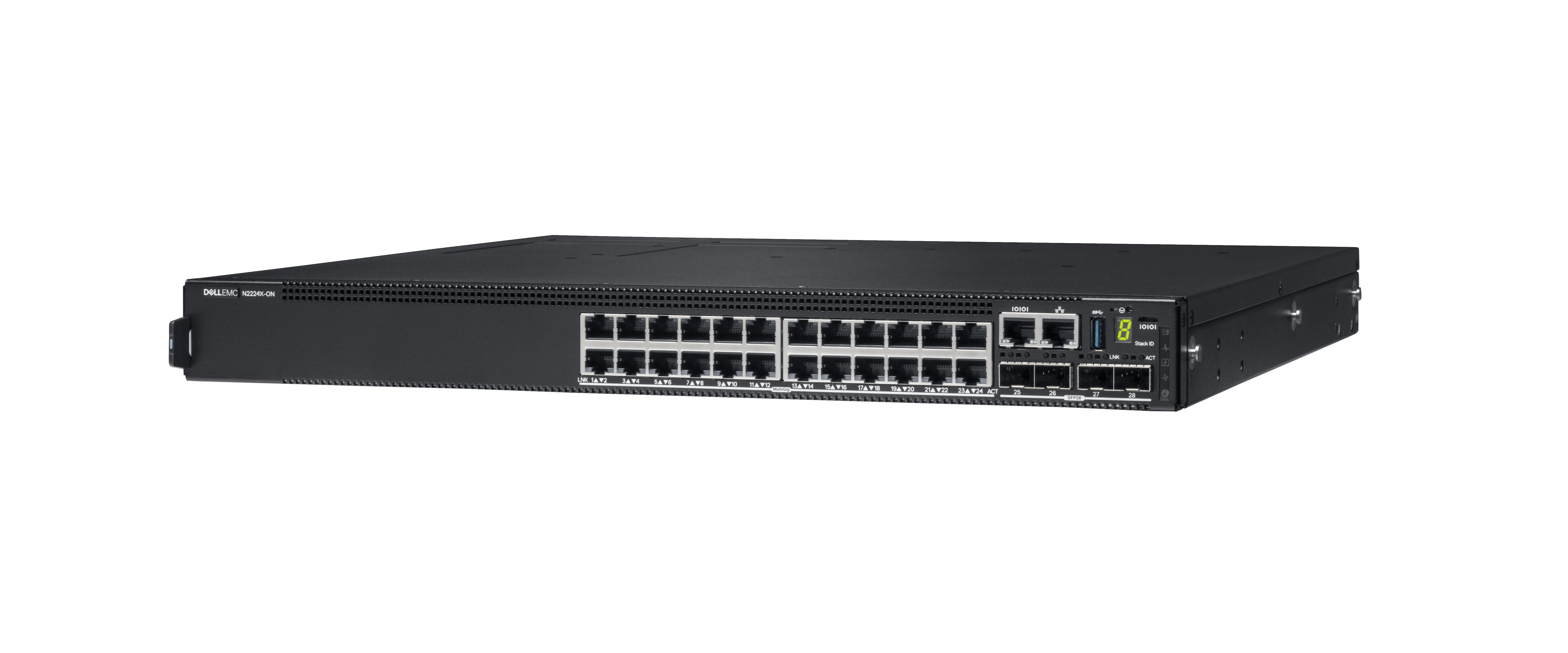 Powerswitch N2224X-ON 24x1/2.5G 4x25G 2x40G Stacking 1xAC PSU IO/PS airflow OS6