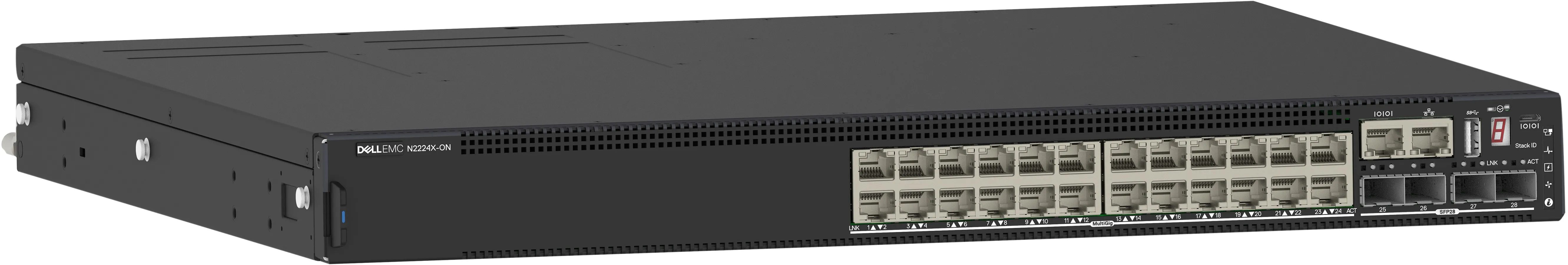 Powerswitch N2224X-ON 24x1/2.5G 4x25G 2x40G Stacking 1xAC PSU IO/PS airflow OS6