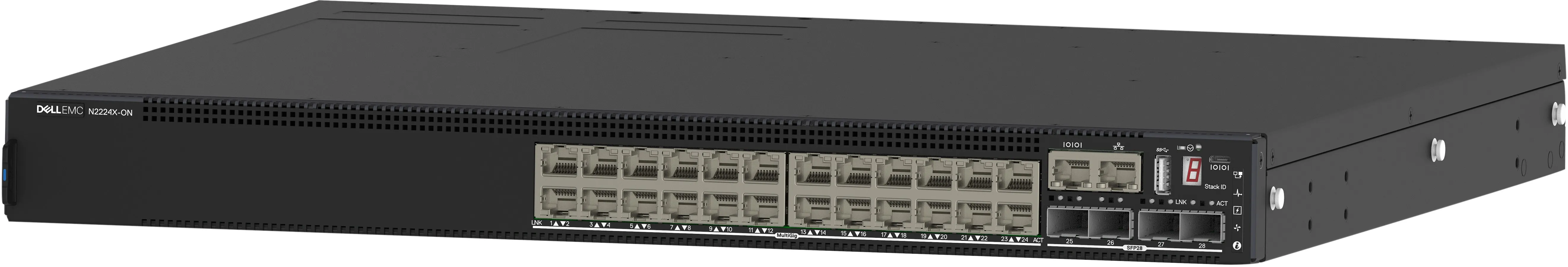 Powerswitch N2224X-ON 24x1/2.5G 4x25G 2x40G Stacking 1xAC PSU IO/PS airflow OS6