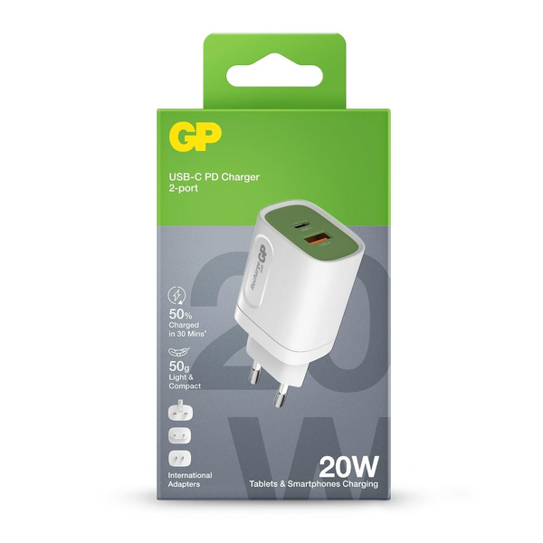 GP Wall Charger USB-C PD 20W, 2-port, WM2A