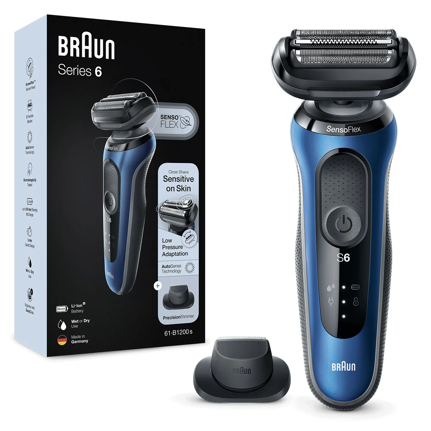 Braun Series 6 61-B1200s - shaver, black/blue