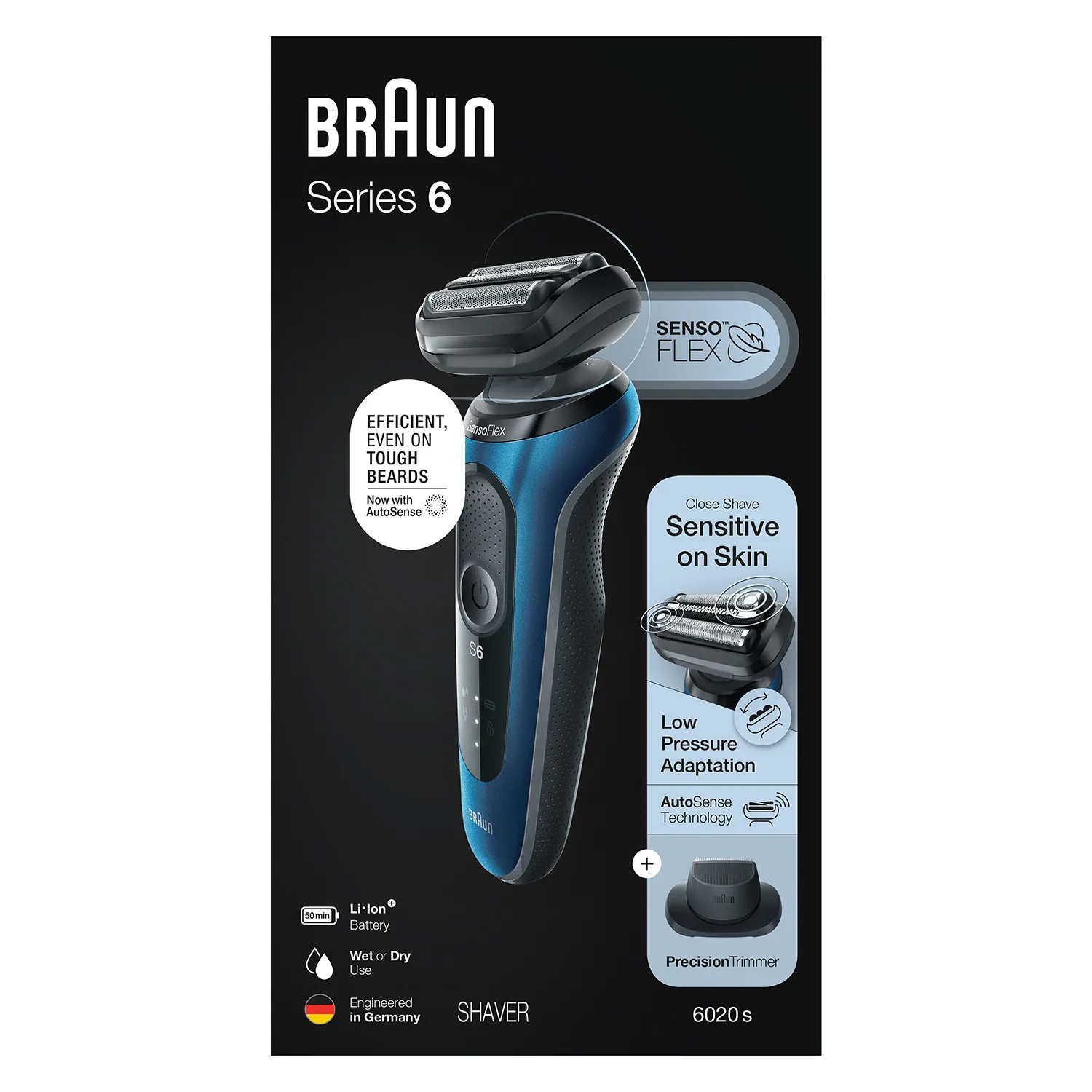 Braun Series 6 61-B1200s - shaver, black/blue