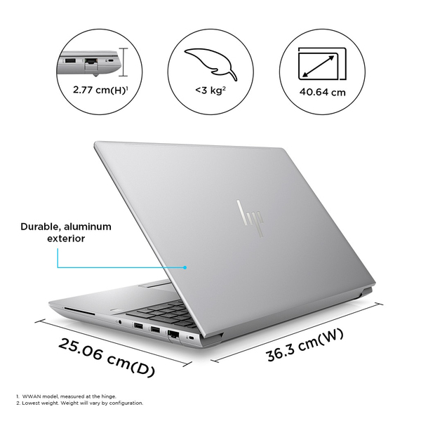HP ZBook Fury 16 G10 16" i9-13950HX, 64GB, 2.51 TB SSD, Win 11 Pro - notebook, Silver