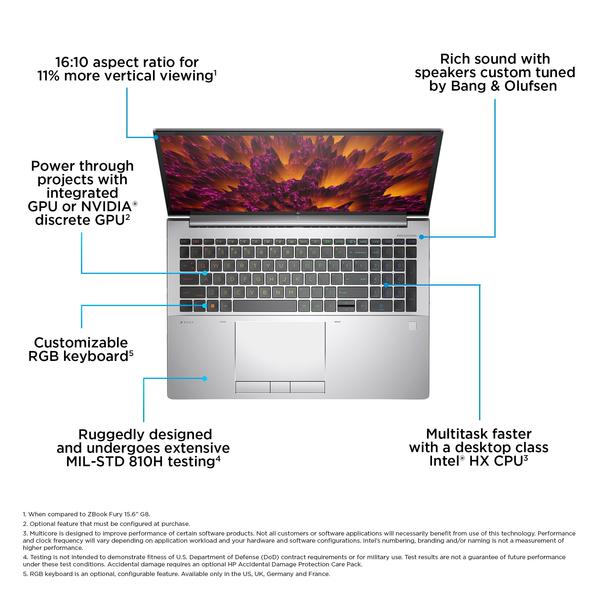 HP ZBook Fury 16 G10 16" i9-13950HX, 64GB, 2.51 TB SSD, Win 11 Pro - notebook, Silver