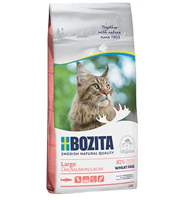 Bozita Large Wheat-Free Salmon, Torrfoder f&ouml;r katt, Adult, 2 kg
