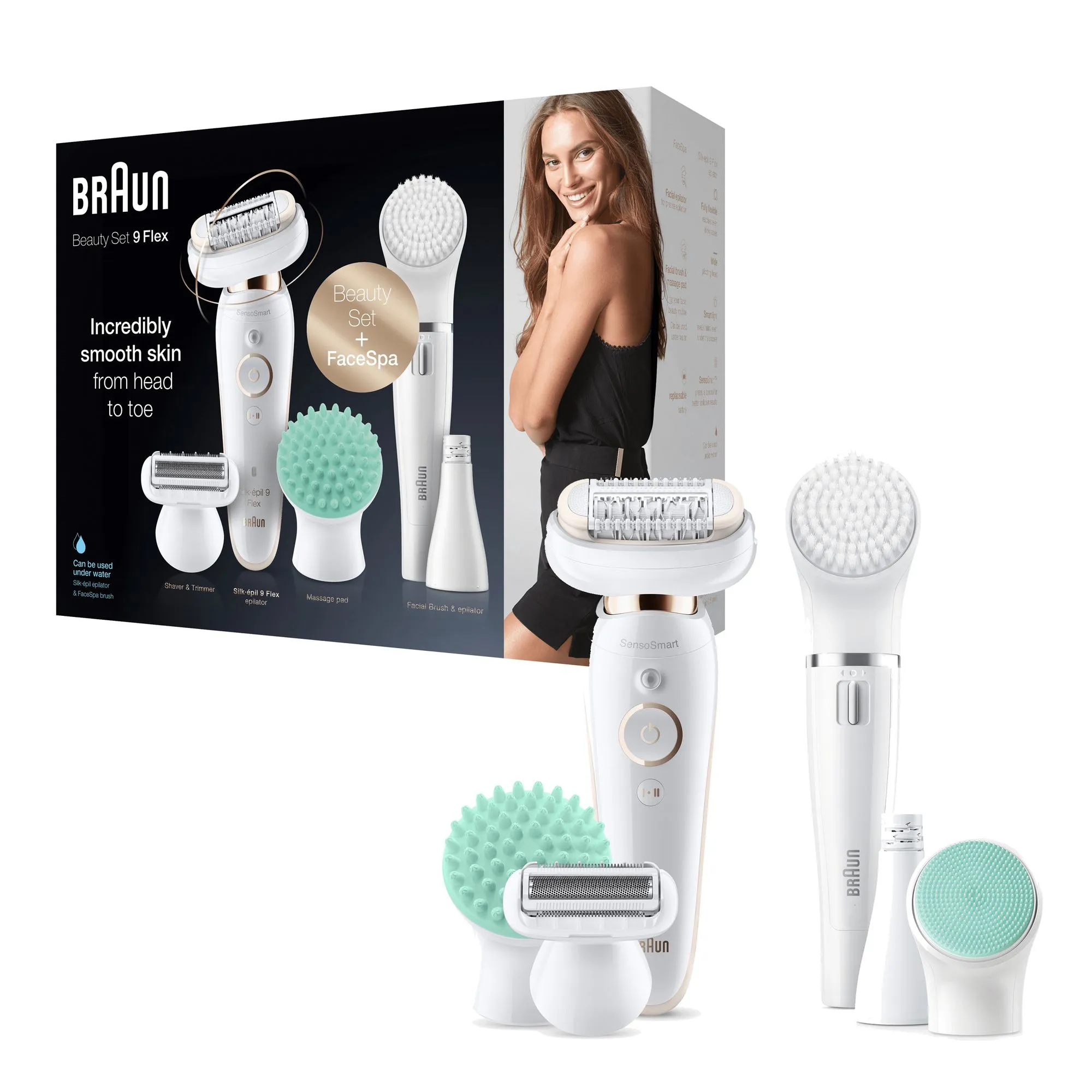 Braun Silk-&eacute;pil 9 Flex 9300 - epilator, white/gold
