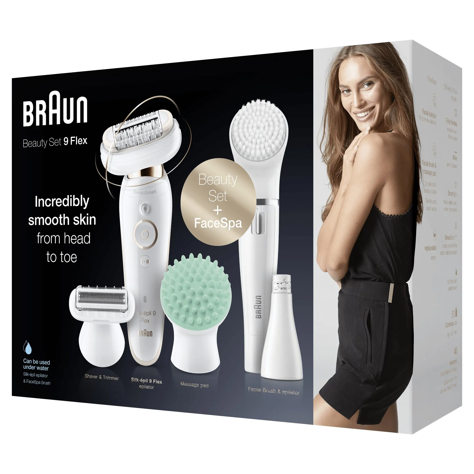 Braun Silk-&eacute;pil 9 Flex 9300 - epilator, white/gold