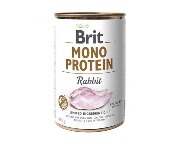 Brit Mono Protein Rabbit, Wet food for dogs, Adult, Sensitive, 400g
