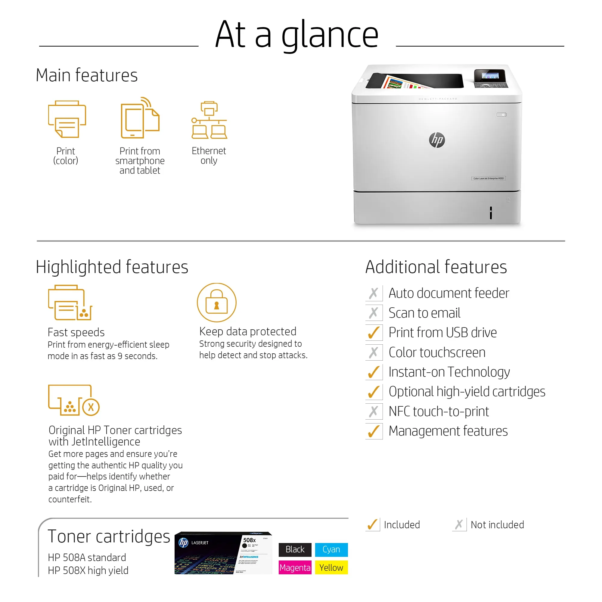 HP Color LaserJet Enterprise M553n LAN, A4 -v&auml;rilasertulostin