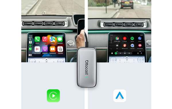 OTTOCAST Play2Video CA515-T Wireless CarPlay and Android Auto Adapter, Black