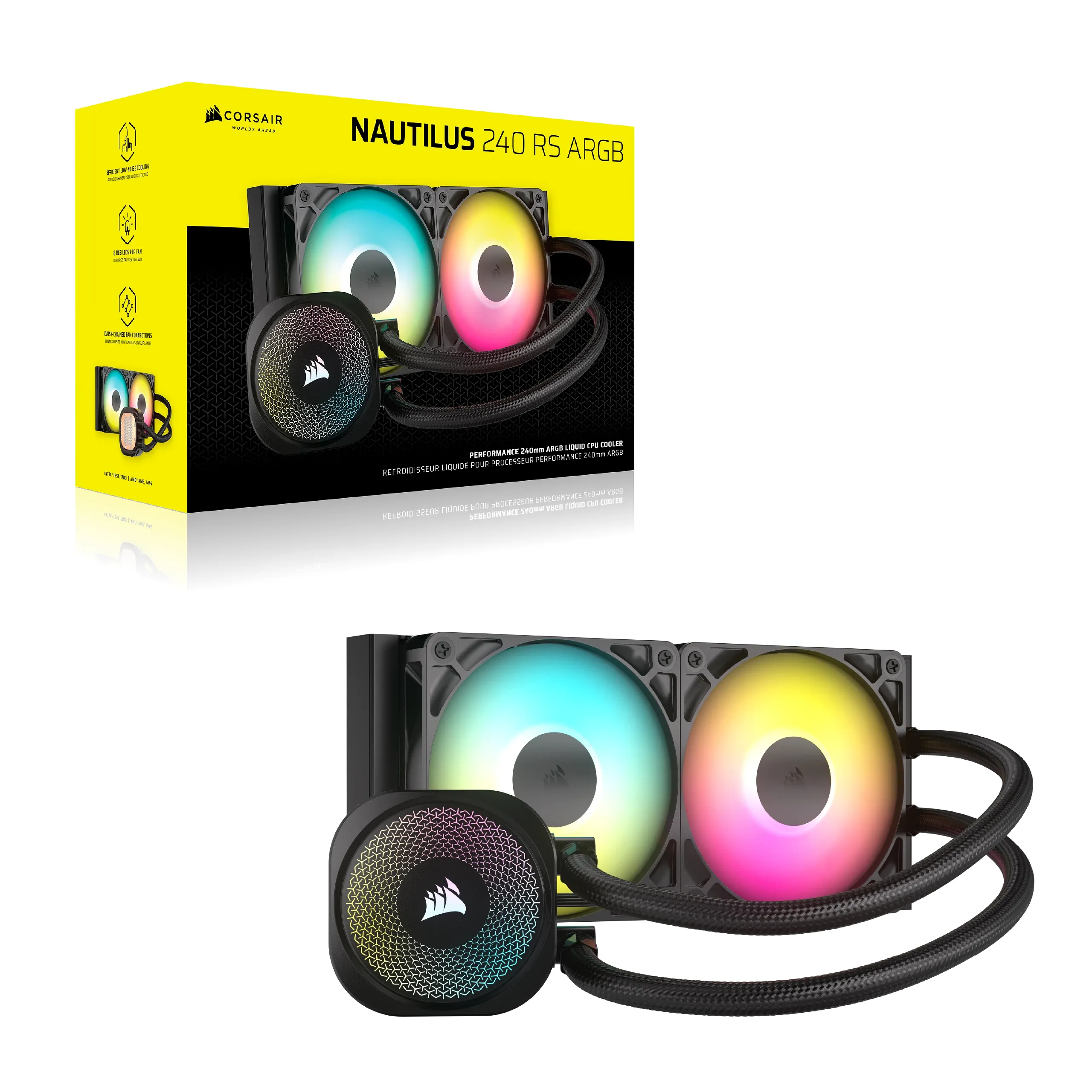 Corsair NAUTILUS 240 ARGB -nestej&auml;&auml;hdytysj&auml;rjestelm&auml;, musta